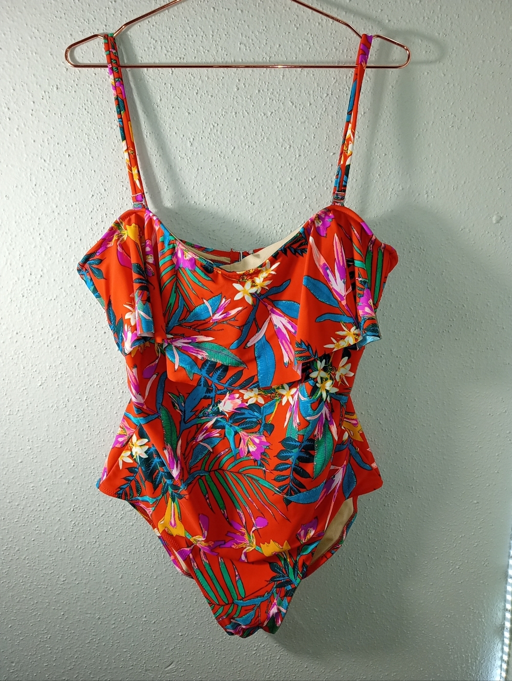 Old Navy Tropical Floral One-Piece Swimsuit Red Floral sz XXL